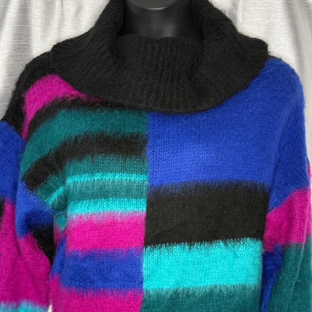 Molly Bracken Acrylic Cowl Neck Colorblock Knit Sweater Women’s XL NWT
